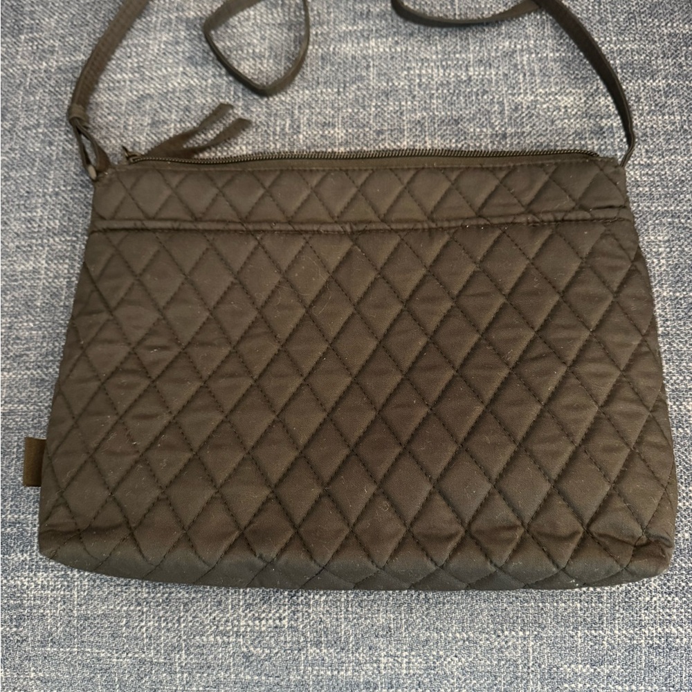 Quilted Black Crossbody Tote Bag